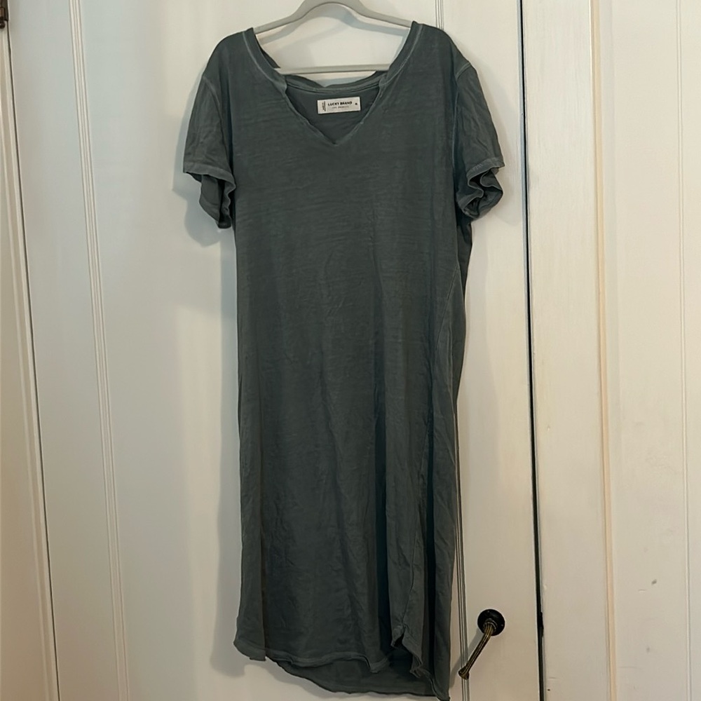 Notch Lucky Brand Plain Green Tee Dress